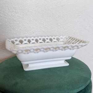 Vintage White Lattice Edge Ceramic Dish